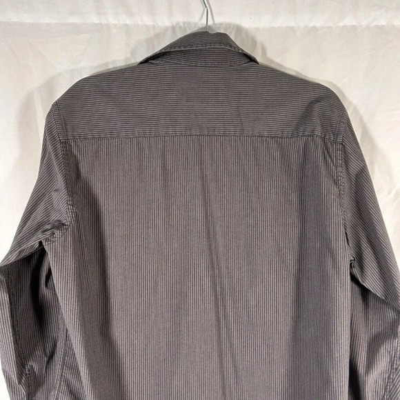 Armani Exchange Dress Shirt Men's Medium Blue Pink Striped Snap Up Long Sleeve - Picture 8 of 9